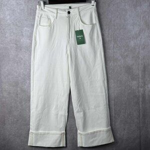 Halara Flex™ High Waisted Pockets Rolled Hem Wide Leg Washed Casual Jeans S